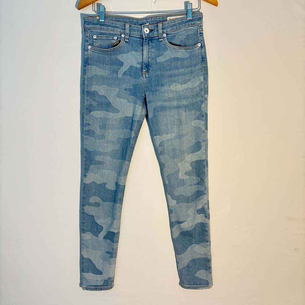 Rag & Bone Cate Mid Rise Ankle Skinny Jeans Size 27 Faded Camo Print Italian Den